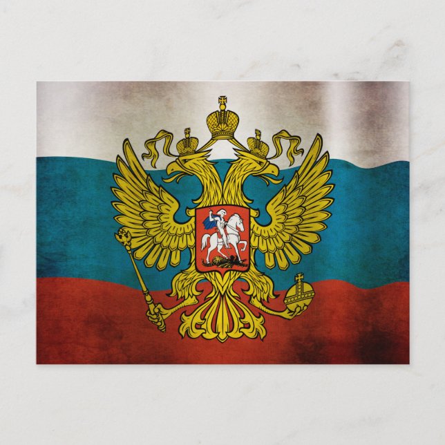 Carte Postale Drapeau de la Russie qui flotte (Devant)