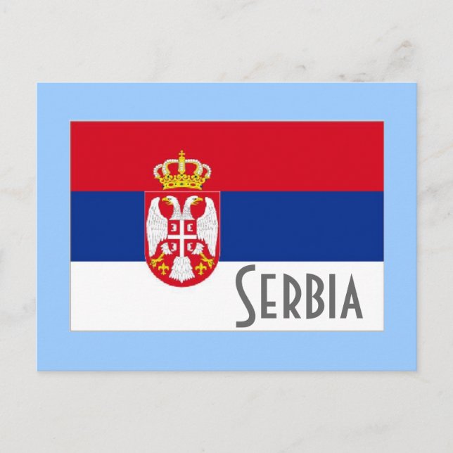 Carte Postale drapeau de la Serbie (Devant)