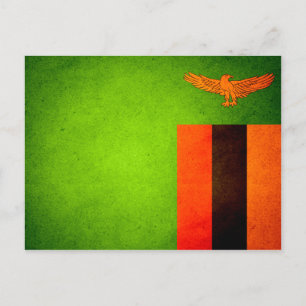 Carte Postale Drapeau de la Zambie embrassé par le soleil