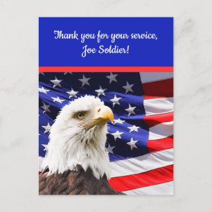 Carte Postale Drapeau de l'Aigle Patriotique Modifiable Merci