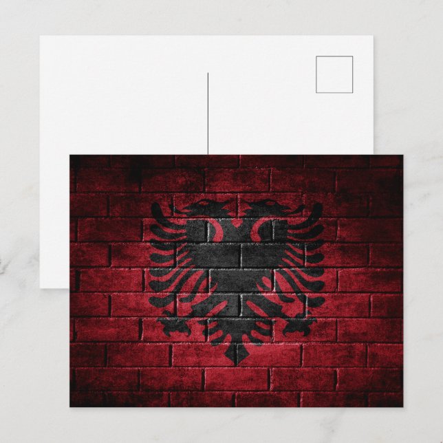 Carte Postale drapeau de l'Albanie mur (Devant / Derrière)