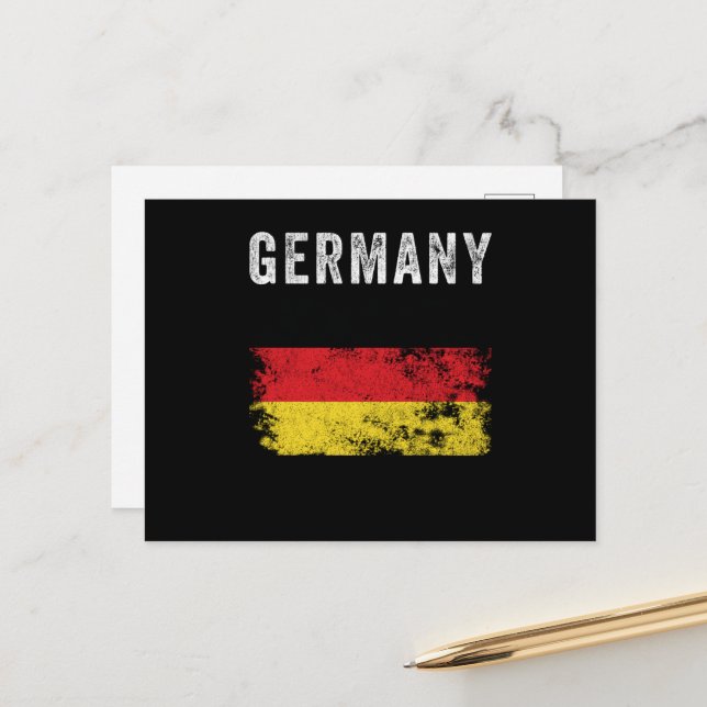 Carte Postale Drapeau de l'Allemagne en détresse - Drapeau allem (Devant/Arrière en situation)