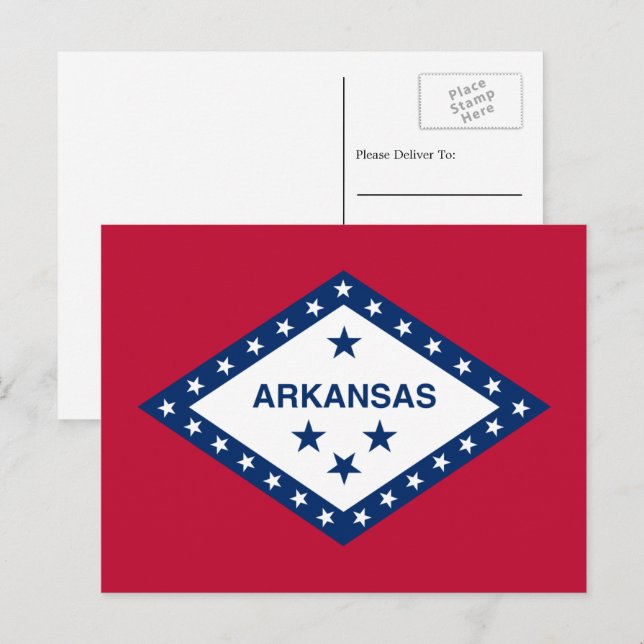 Carte Postale Drapeau de l'Arkansan, Drapeau de l'Arkansas (Devant / Derrière)