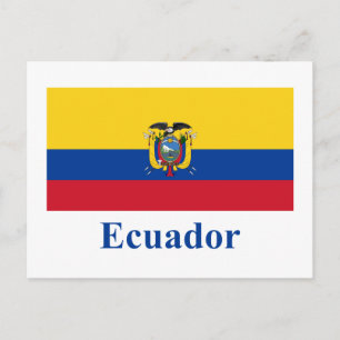Carte Postale Drapeau de l'Équateur avec nom