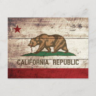 Carte Postale drapeau de l'État de Californie sur le vieux grain
