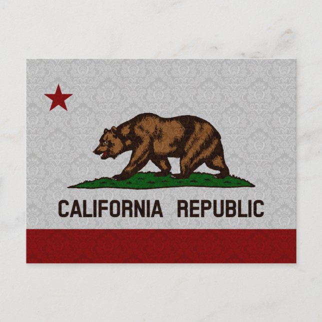 Carte Postale Drapeau de l'État de Damask Pattern République de  (Devant)