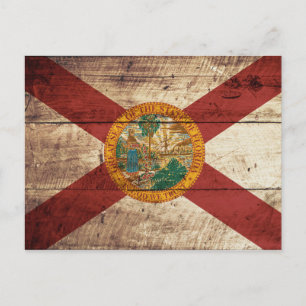 Carte Postale Drapeau de l'État de Floride sur le vieux grain de