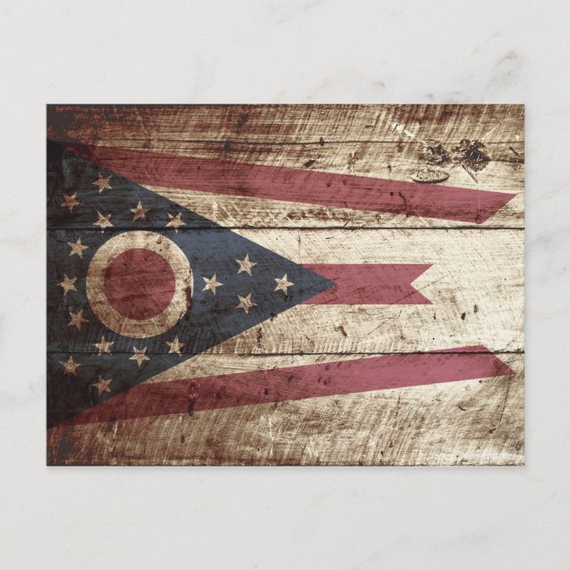 Carte Postale Drapeau de l'État de l'Ohio sur le vieux grain de  (Devant)