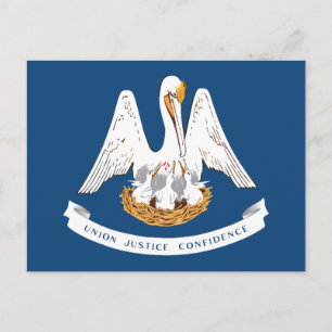 Carte Postale Drapeau de l'État de Louisiane Pélican Devises Sou