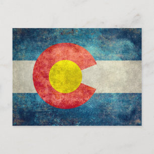 Carte Postale Drapeau de l'état du Colorado avec un look rétro v