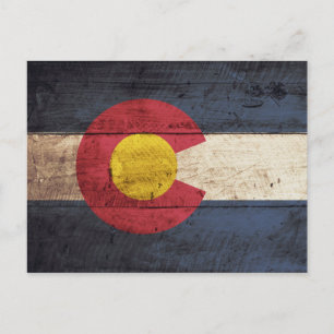 Carte Postale Drapeau de l'État du Colorado sur le vieux grain d