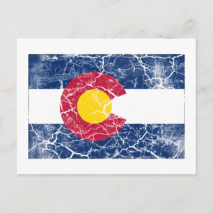Carte Postale Drapeau de l'État du Colorado Vintage