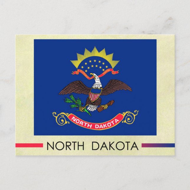Carte Postale Drapeau de l'État du Dakota du Nord (Devant)
