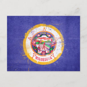 Carte Postale Drapeau de l'État du Minnesota en détresse