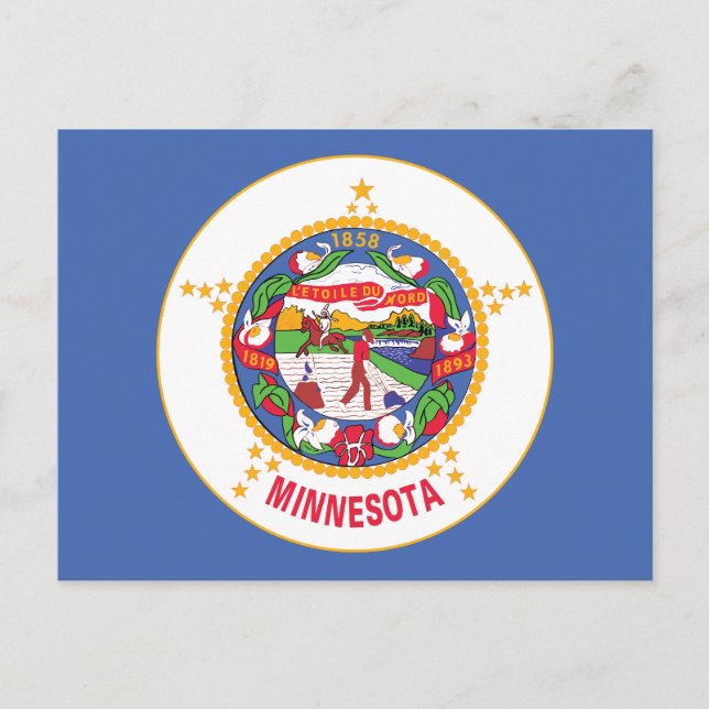 Carte Postale Drapeau de l'État du Minnesota Terre des 10000 Lac (Devant)