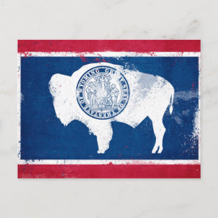 Carte Postale Drapeau de l'État du Wyoming en détresse