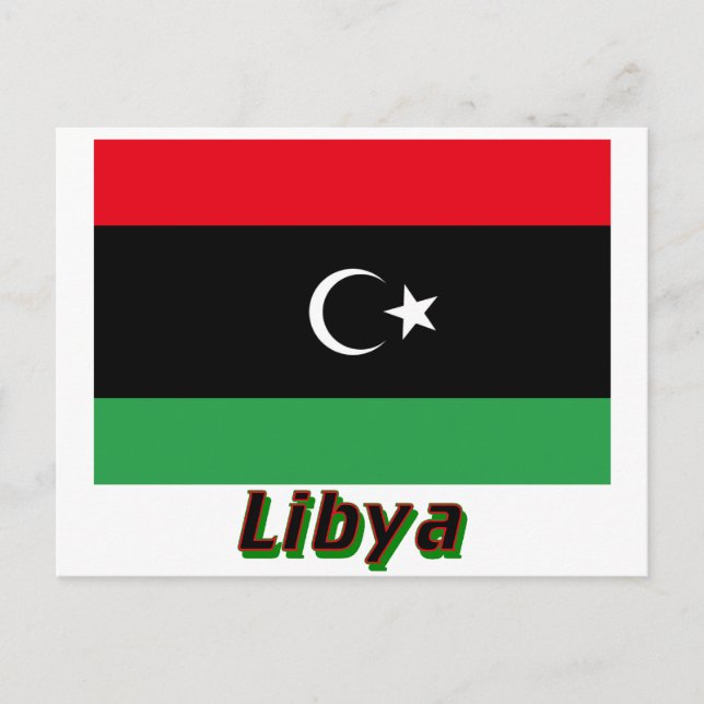 Carte Postale Drapeau de Libye avec nom (Devant)