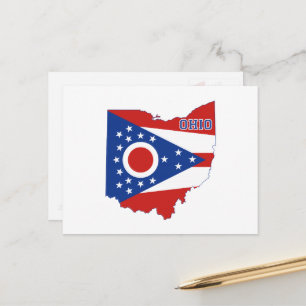Carte Postale Drapeau de l'Ohio en forme d'état de l'Ohioan avec