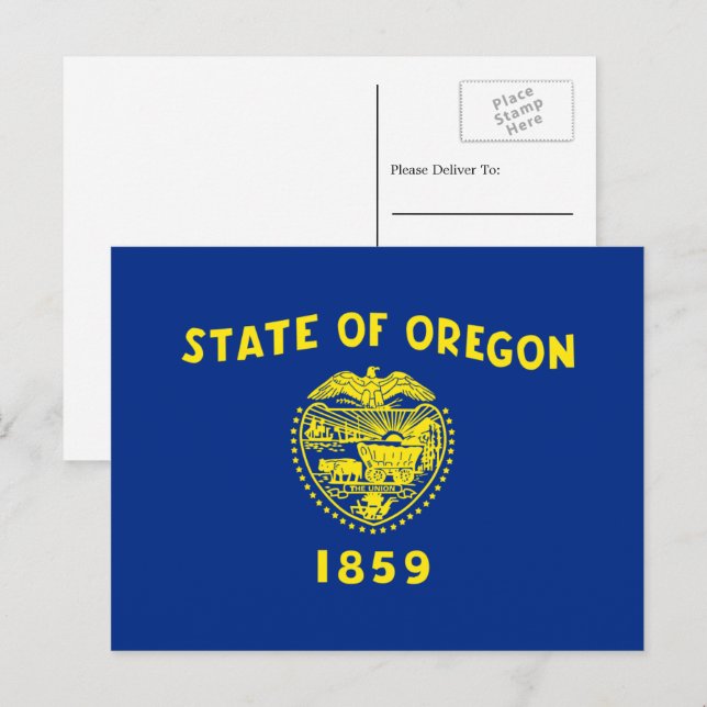Carte Postale Drapeau de l'Oregon, Drapeau de l'Oregon (Devant / Derrière)