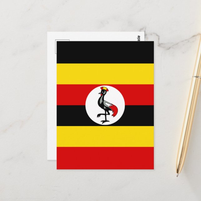 Carte Postale Drapeau de l'Ouganda (Devant/Arrière en situation)