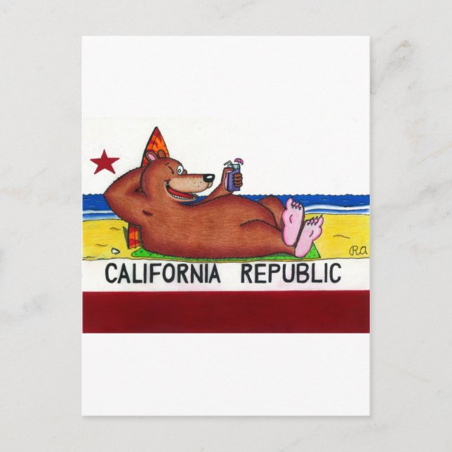Carte Postale Drapeau de l'ours de Californie de Rusty (Devant)