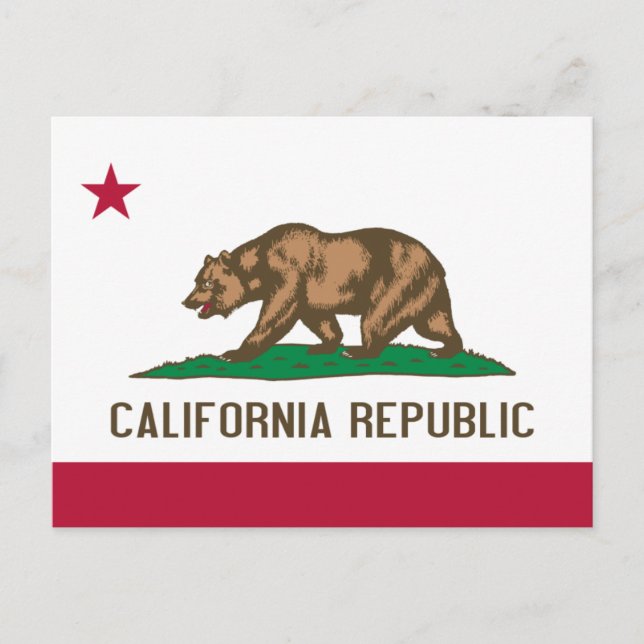 Carte Postale Drapeau de l'ours de Californie : État de Cali Gol (Devant)