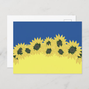 Carte Postale Drapeau de l'Ukraine aux tournesols