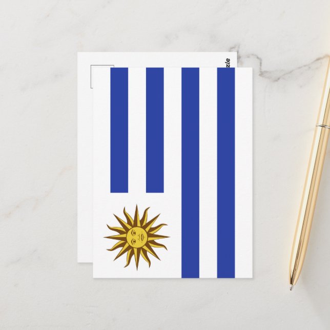 Carte Postale drapeau de l'Uruguay (Devant/Arrière en situation)