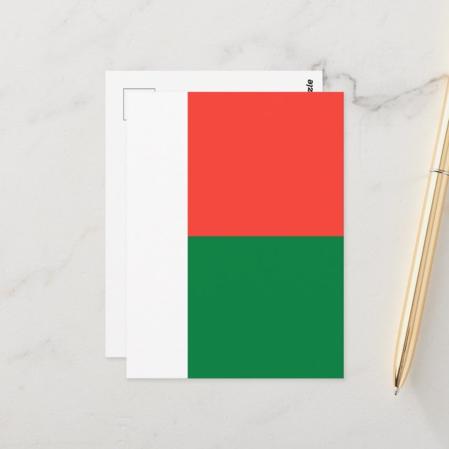 Carte Postale Drapeau de Madagascar (Devant/Arrière en situation)