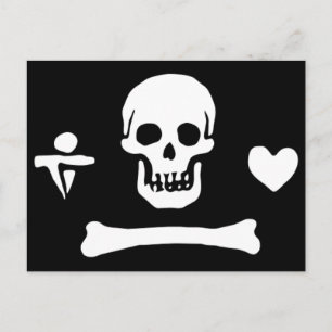 Carte Postale Drapeau de pirate authentique de capot de Stede