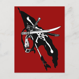 Carte Postale Drapeau de pirates vintage, crâne et os croisés Jo