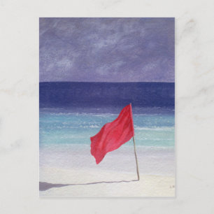 Carte Postale Drapeau de plage - Avertissement de tempête 1985