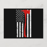 Drapeau de pompier américain mince Red Line Ax