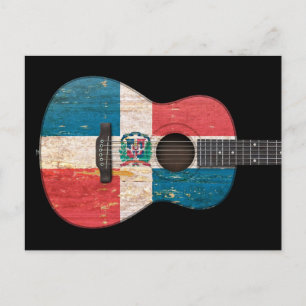 Carte Postale Drapeau de République Dominicaine Guitare acoustiq