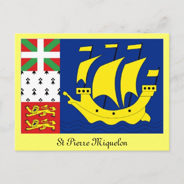 Carte Postale Drapeau de Saint-Pierre-Miquelon (Devant)