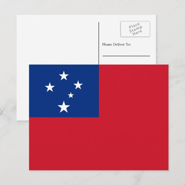 Carte Postale Drapeau de Samoa, Drapeau des Samoa (Devant / Derrière)