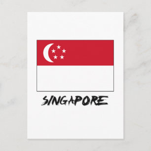 Carte Postale Drapeau de Singapour