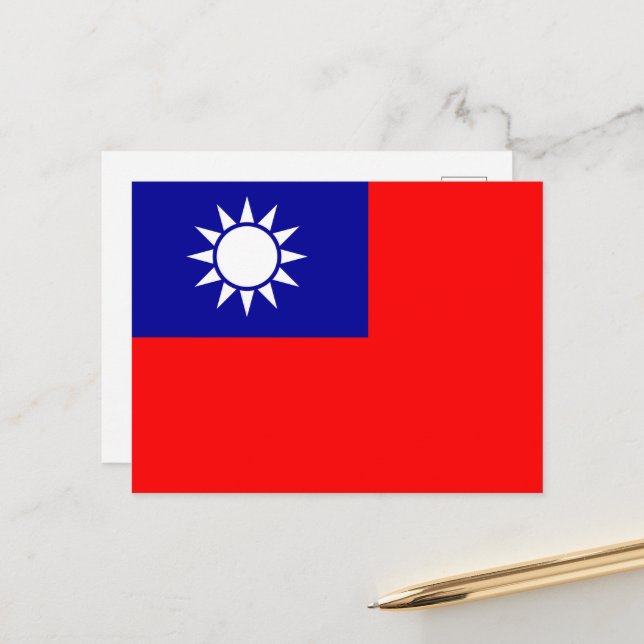 Carte Postale Drapeau de Taïwan : République de Chine, Taipei ch (Devant/Arrière en situation)