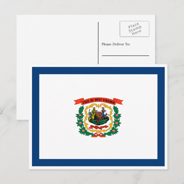 Carte Postale Drapeau de Virginie-Occidentale, Drapeau de la Vir (Devant / Derrière)