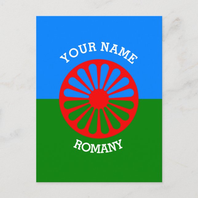 Carte Postale Drapeau de voyageur tzigane romani officiel person (Devant)