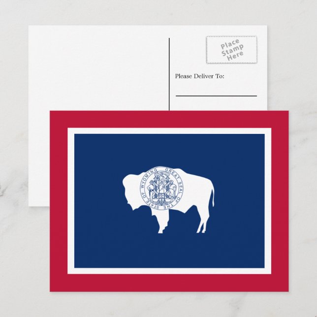Carte Postale Drapeau de Wyomingite, Drapeau du Wyoming (Devant / Derrière)