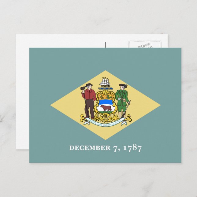 Carte Postale Drapeau Delawarean, Drapeau du Delaware (Devant / Derrière)