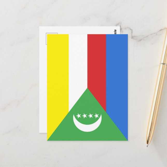 Carte Postale Drapeau des Comores (Devant/Arrière en situation)
