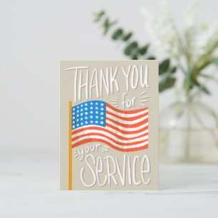 Carte Postale Drapeau des États-Unis Merci pour votre service