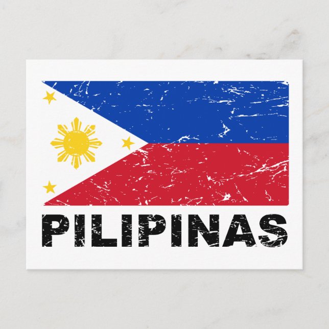 Carte Postale Drapeau des Philippines Vintage (Devant)