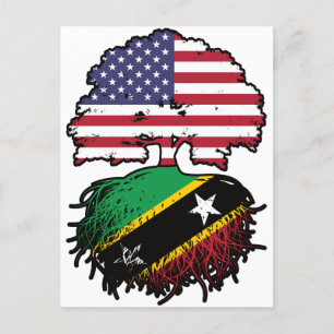 Carte Postale Drapeau des racines d'arbre Saint Kitts Kittiti Am