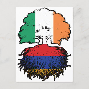 Carte Postale Drapeau des racines d'arbres arméniennes irlandais