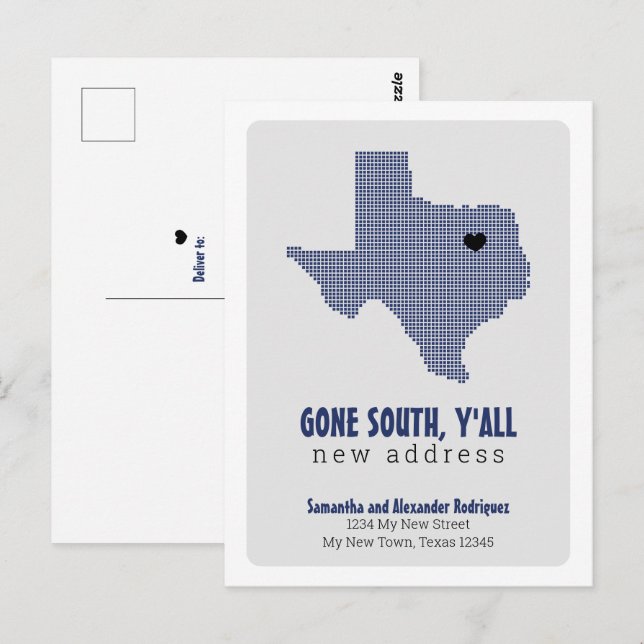 Carte Postale Drapeau d'Etat bleu parti sud, Y'all Moving (Devant / Derrière)