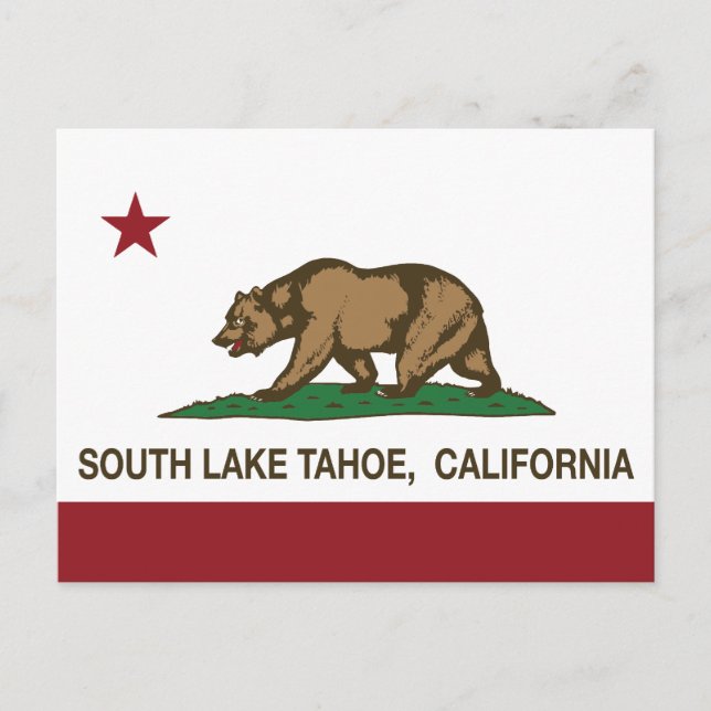 Carte Postale Drapeau d'état de Californie Lac Tahoe Sud (Devant)