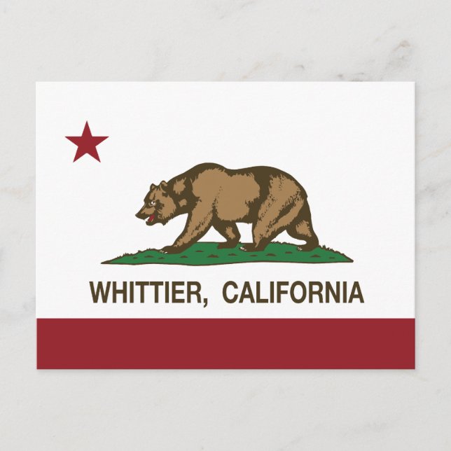 Carte Postale Drapeau d'État de Californie Whittier (Devant)